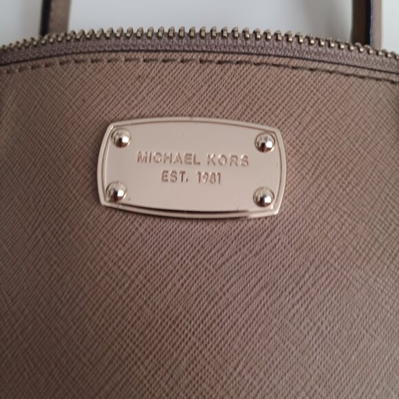 Michael Kors Kellen Medium Saffiano Leather Satchel Tote Bag Dark khaki - Picture 3 of 8